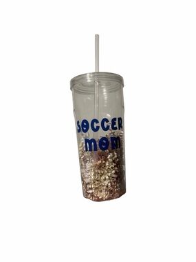 Soccer mom clear tumbler with straw